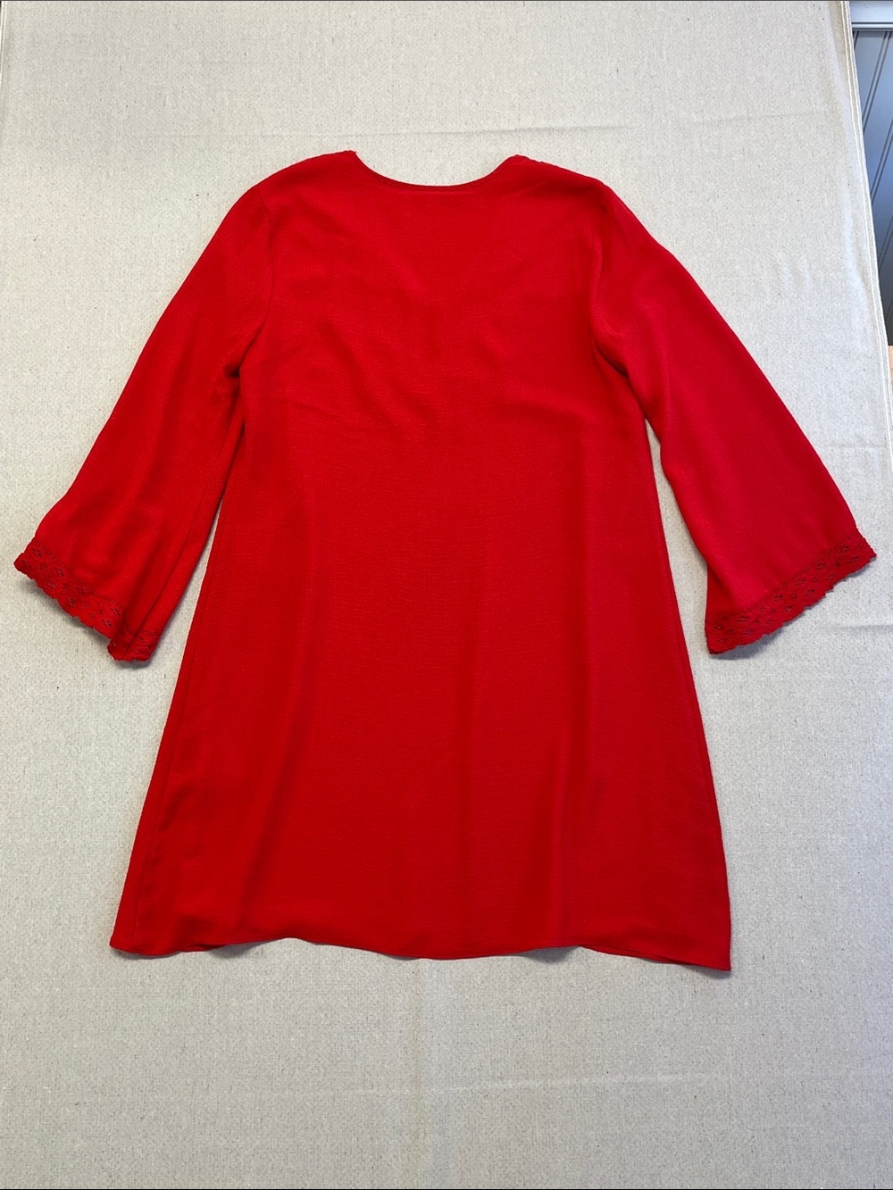 Max Studio Red Lace Trim Shift Dress Women’s Large Boho Chic - Picture 13 of 15